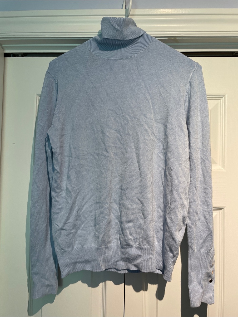 Light Blue Turtleneck Sweater with cuff details